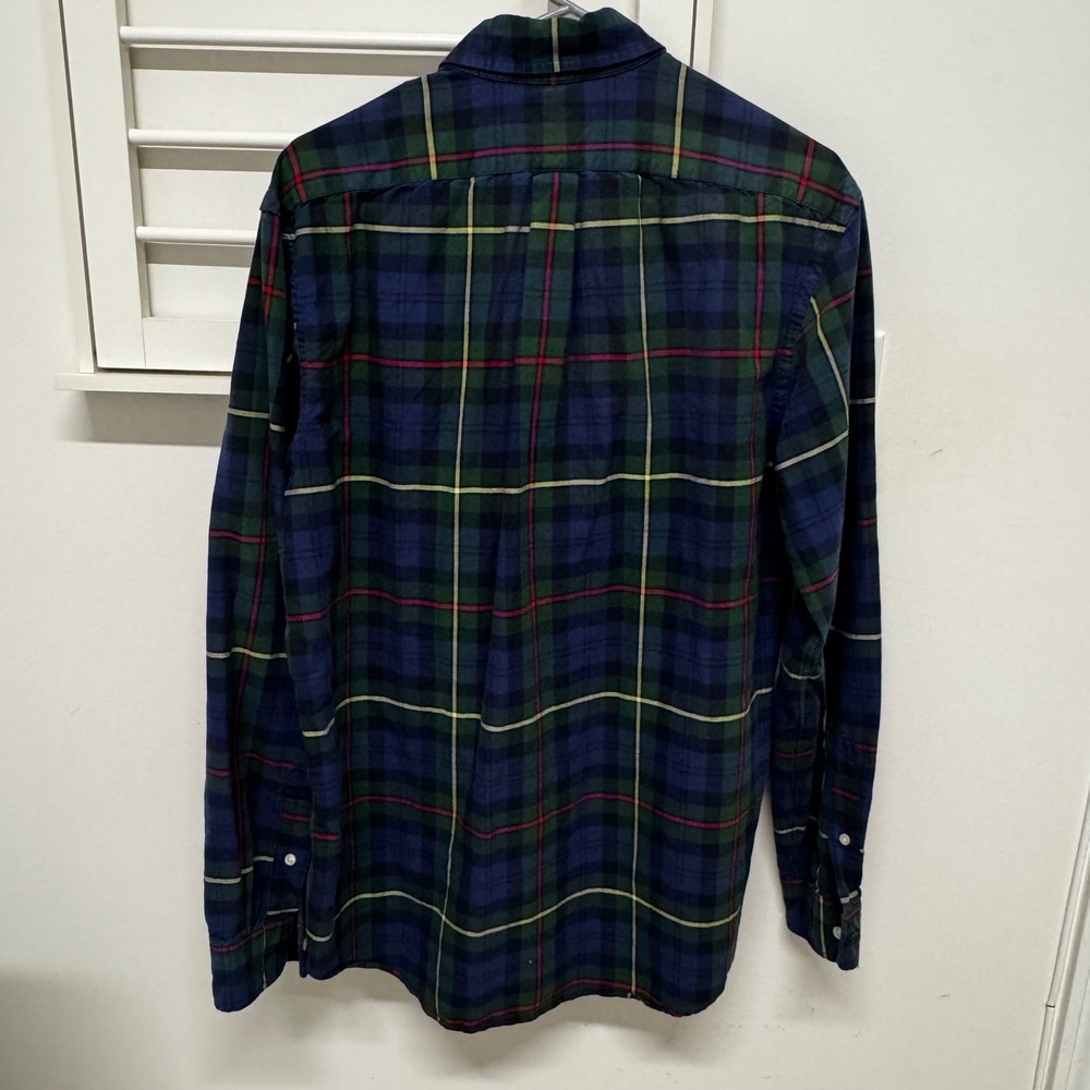 Ralph Lauren Mens Plaid Button Down Shirt Navy Green Red Cotton Large Pony Logo - Picture 4 of 9